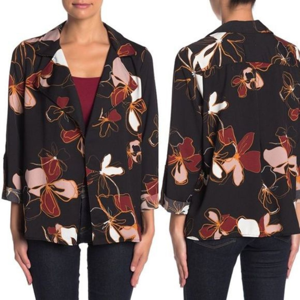 14th & Union desert floral notch lapel jacket